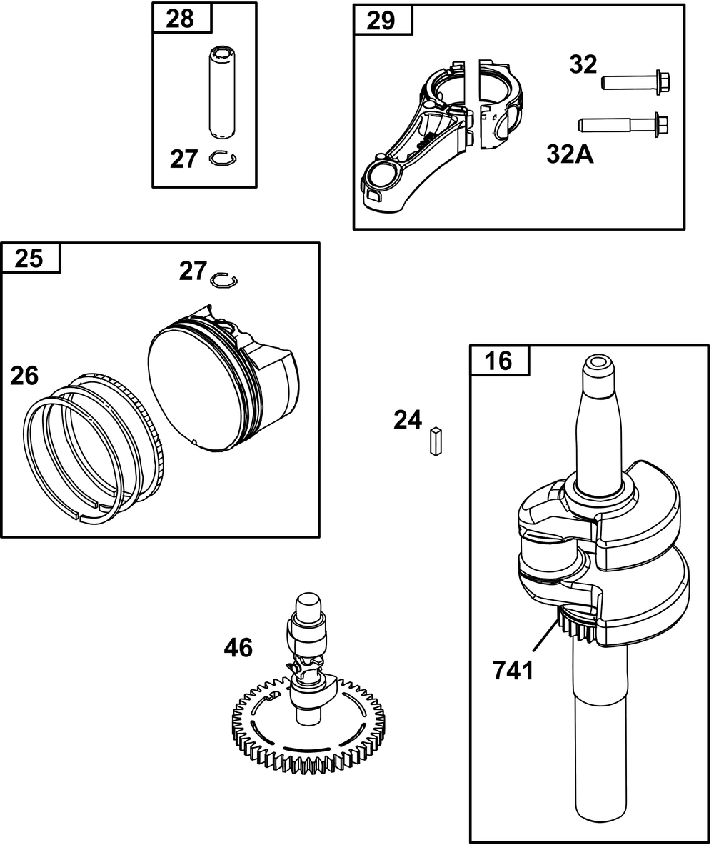 Crankshaft Group Diagram and Parts List for 124P05-0011-F1 100000 - 19Z999 Briggs and Stratton Engine